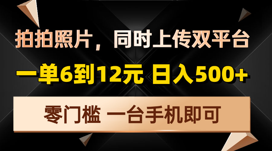 拍拍照片，同时上传双平台，一单6到12元，轻轻松松日入500+，零门槛，...-小艾项目网