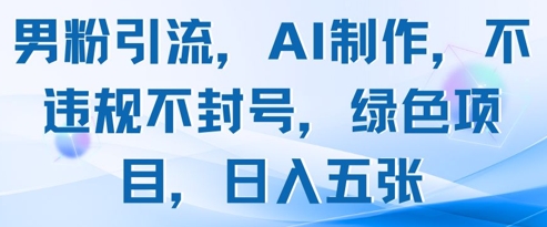 男粉引流，AI制作，不违规不封号，绿色项目，日入五张-小艾项目网