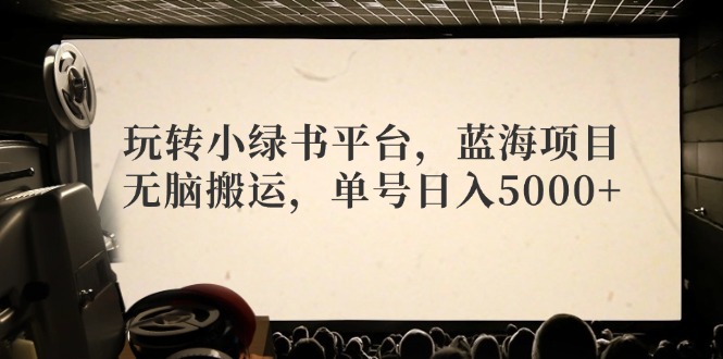 玩转小绿书平台，蓝海项目，无脑搬运，单号日入5000+-小艾项目网