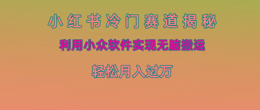 小红书冷门赛道揭秘,利用小众软件实现无脑搬运,轻松月入过万-小艾项目网