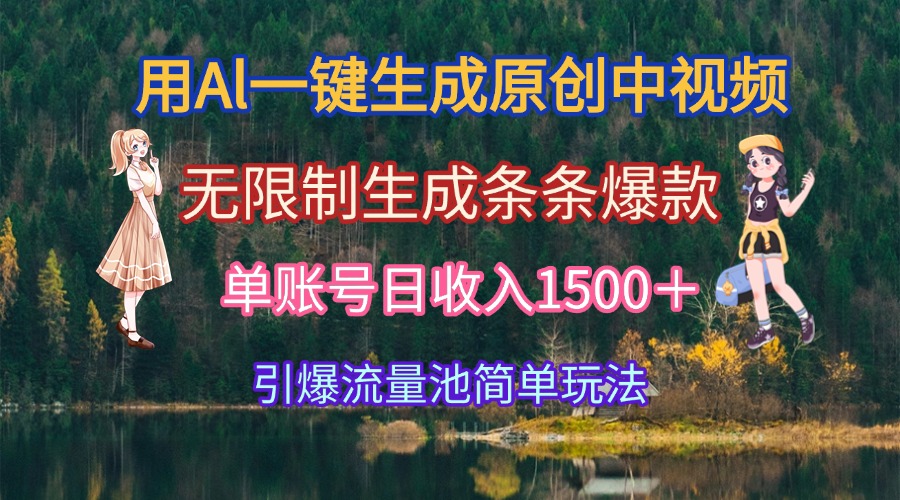 用Al一键生成原创中视频，无限制生成条条爆款，单账号日收入1500＋引爆...-小艾项目网