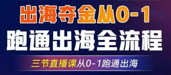 2025出海夺金从0-1跑通出海全流程,三节直播课从0-1跑通出海,教你用AI跑通全流程