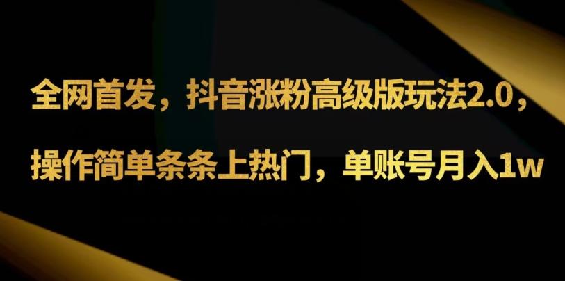 抖音涨粉高级版玩法3.0，操作简单条条上热门，单账号月入1w可批量矩阵（附1500素材）-小艾项目网