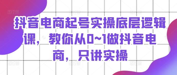 抖音电商起号实操底层逻辑课，教你从0~1做抖音电商，只讲实操-小艾项目网