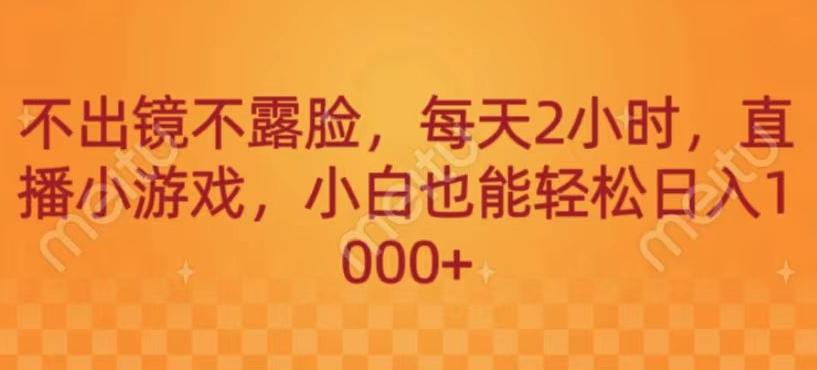 不出镜不露脸，每天2小时，直播小游戏，小白也能轻送日入1000+-小艾项目网