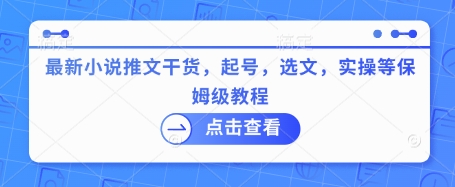 最新小说推文干货，起号，选文，实操等保姆级教程-小艾项目网
