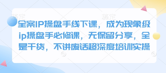 全案IP操盘手线下课，成为现象级ip操盘手必修课，无保留分享，全是干货，不讲废话超深度培训实操-小艾项目网