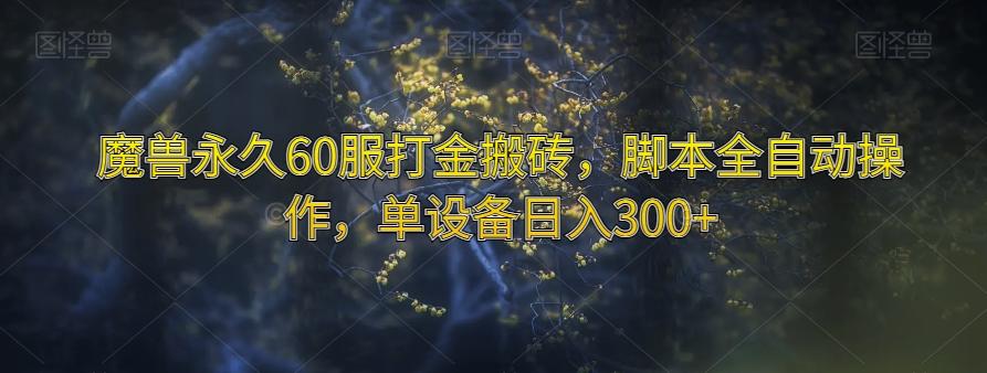 魔兽永久60服打金搬砖，脚本全自动操作，单设备日入300+【揭秘】-小艾项目网
