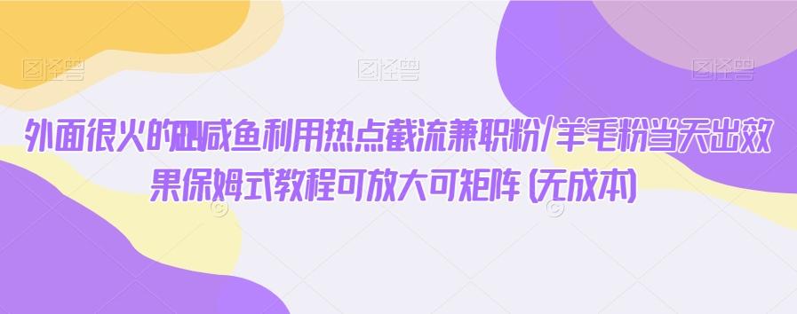 外面很火的2024咸鱼利用热点截流兼职粉/羊毛粉当天出效果保姆式教程可放大可矩阵(无成本)-小艾项目网