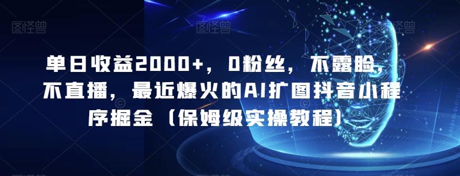 单日收益2000+，0粉丝，不露脸，不直播，最近爆火的AI扩图抖音小程序掘金（保姆级实操教程）-小艾项目网