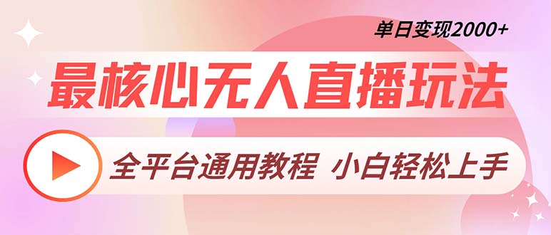 最核心无人直播玩法，全平台通用教程，单日变现2000+-小艾项目网