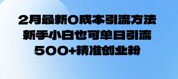 2月最新0成本引流方法，新手小白也可单日引流500+精准创业粉-小艾项目网