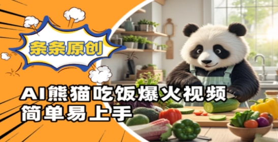 Ai熊猫吃饭爆火视频,条条原创,简单易上手