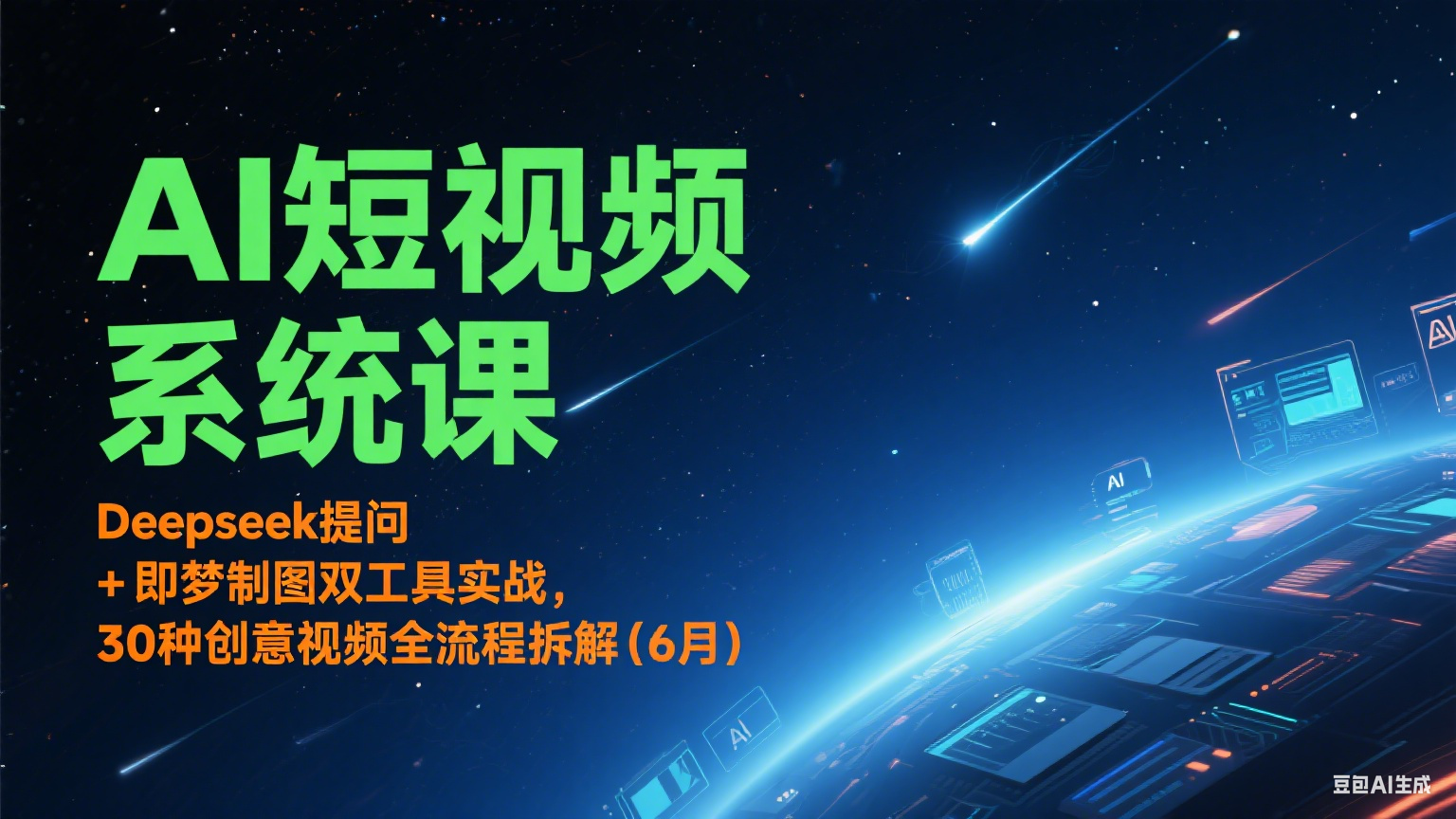 AI短视频系统课：Deepseek提问 + 即梦制图双工具实战，30种创意视频全流程拆解(6月)-小艾项目网