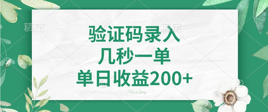 验证码录入，几秒一单，单日收益200+-小艾项目网