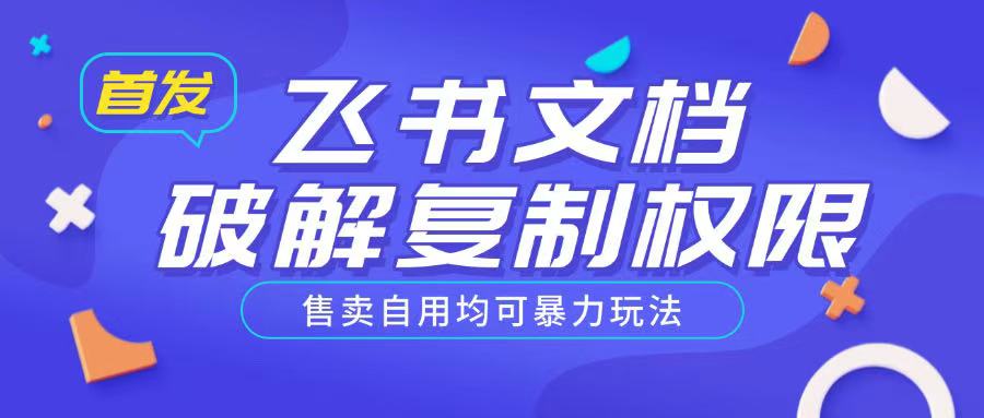 首发飞书文档破解复制权限，售卖自用均可暴力玩法-小艾项目网