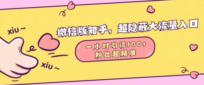 微信版知乎，超隐蔽流量入口1小时引流100人，粉丝质量超高【揭秘】-小艾项目网