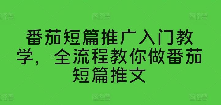 番茄短篇推广入门教学，全流程教你做番茄短篇推文-小艾项目网