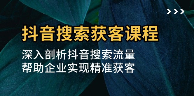 抖音搜索获客课程：深入剖析抖音搜索流量，帮助企业实现精准获客-小艾项目网