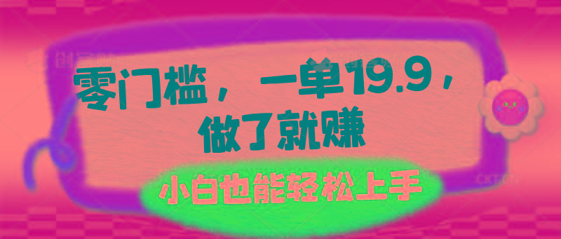 零门槛，一单19.9，做了就赚，小白也能轻松上手-小艾项目网