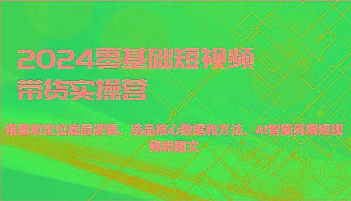 2024零基础短视频带货实操营-搭建和定位底层逻辑、选品核心数据和方法、AI智能剪辑-小艾项目网