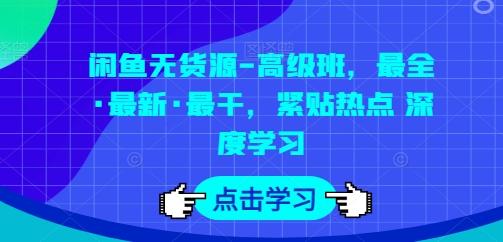闲鱼无货源-高级班，最全·最新·最干，紧贴热点 深度学习-小艾项目网