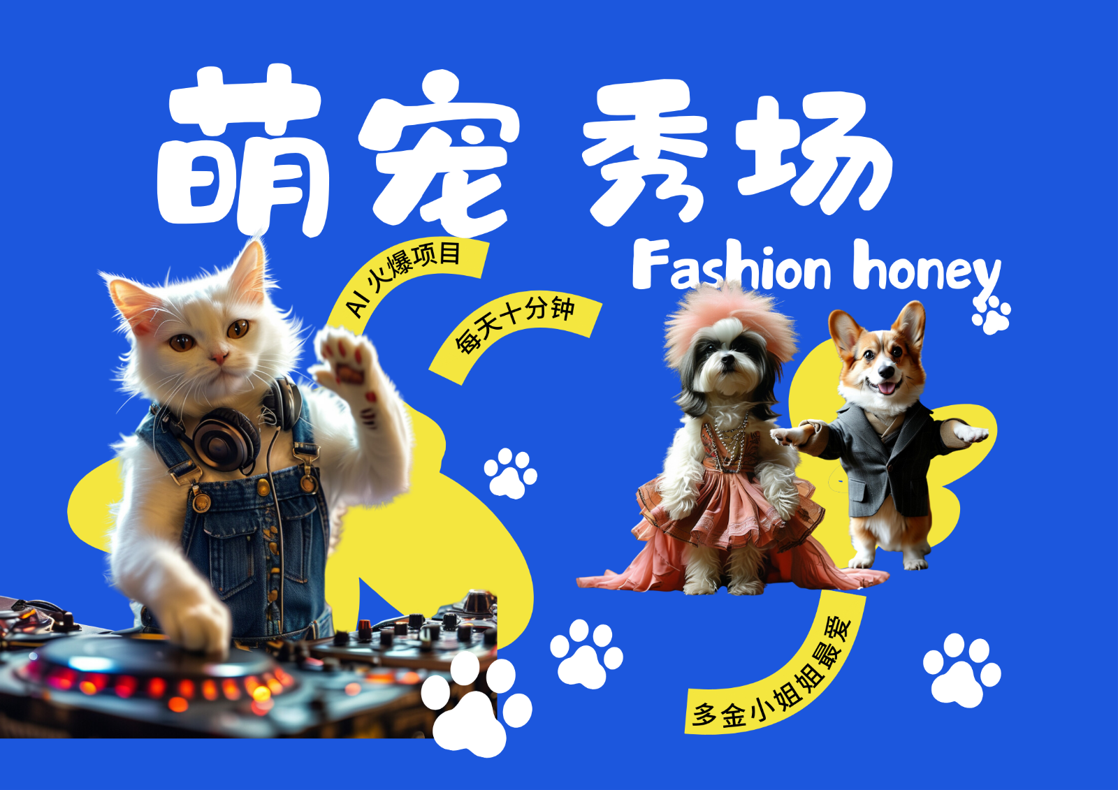 酷飒动物跳舞走秀 时尚喵FASHION汪 多金小姐姐最爱的 轻松月入破W-小艾项目网