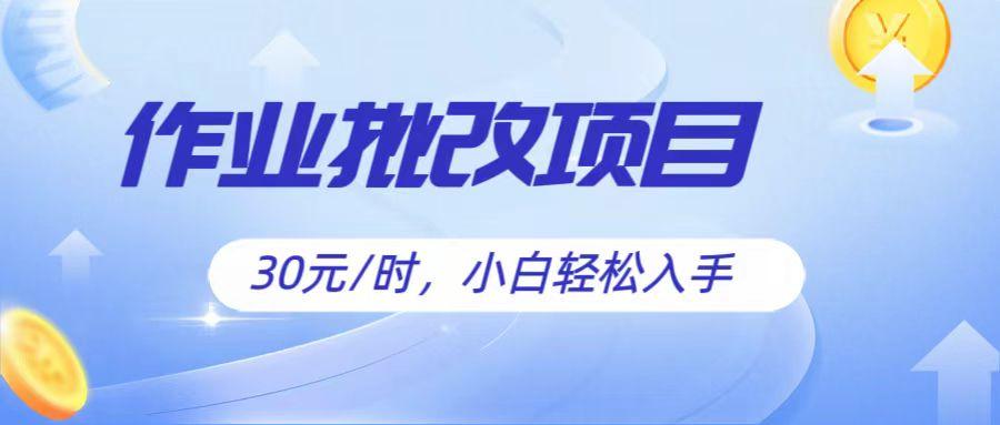 作业批改项目30元/时，简单小白轻松入手，非常适合兼职-小艾项目网