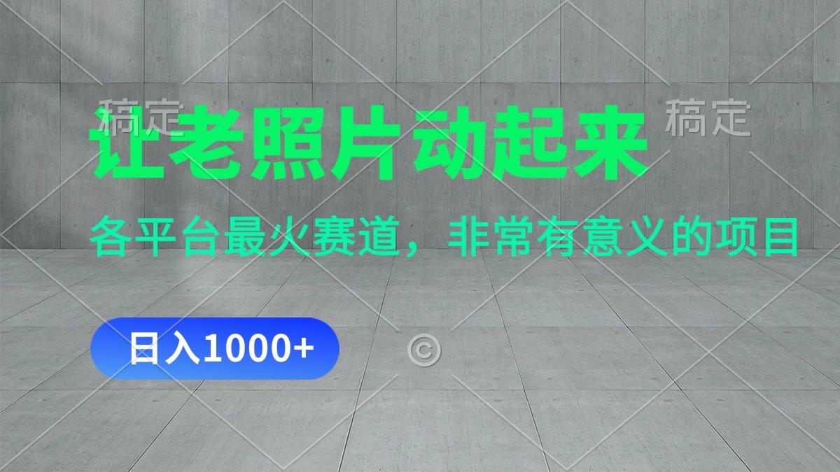 让老照片动起来，一天变现1000+，各平台最火赛道，看完就会-小艾项目网