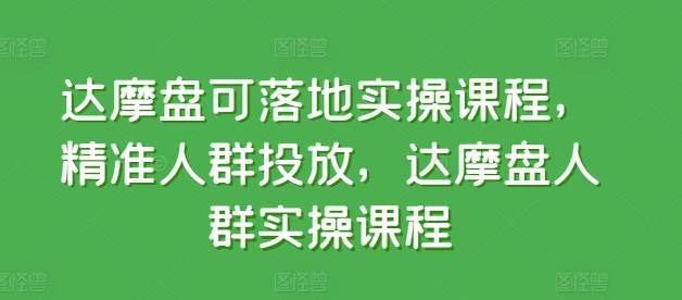 达摩盘可落地实操课程，精准人群投放，达摩盘人群实操课程-小艾项目网