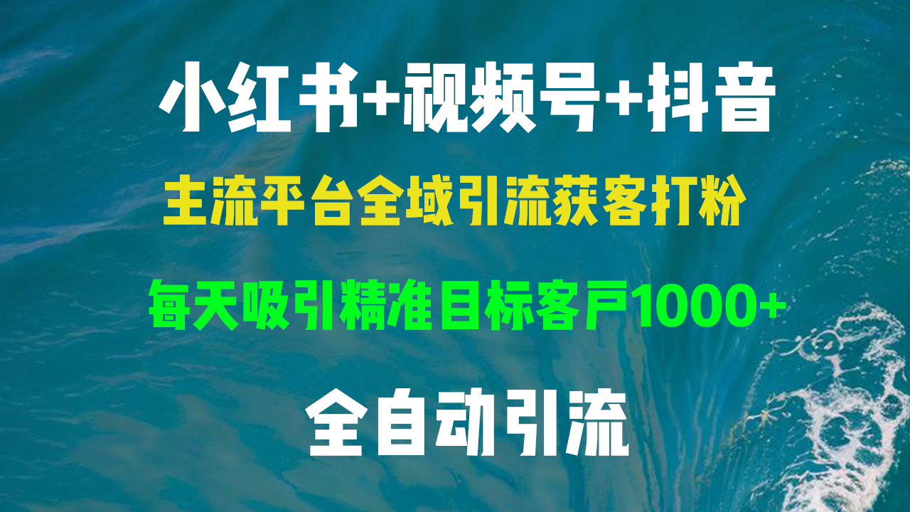 小红书，视频号，抖音主流平台全域引流获客打粉，每天吸引精准目标客户...-小艾项目网