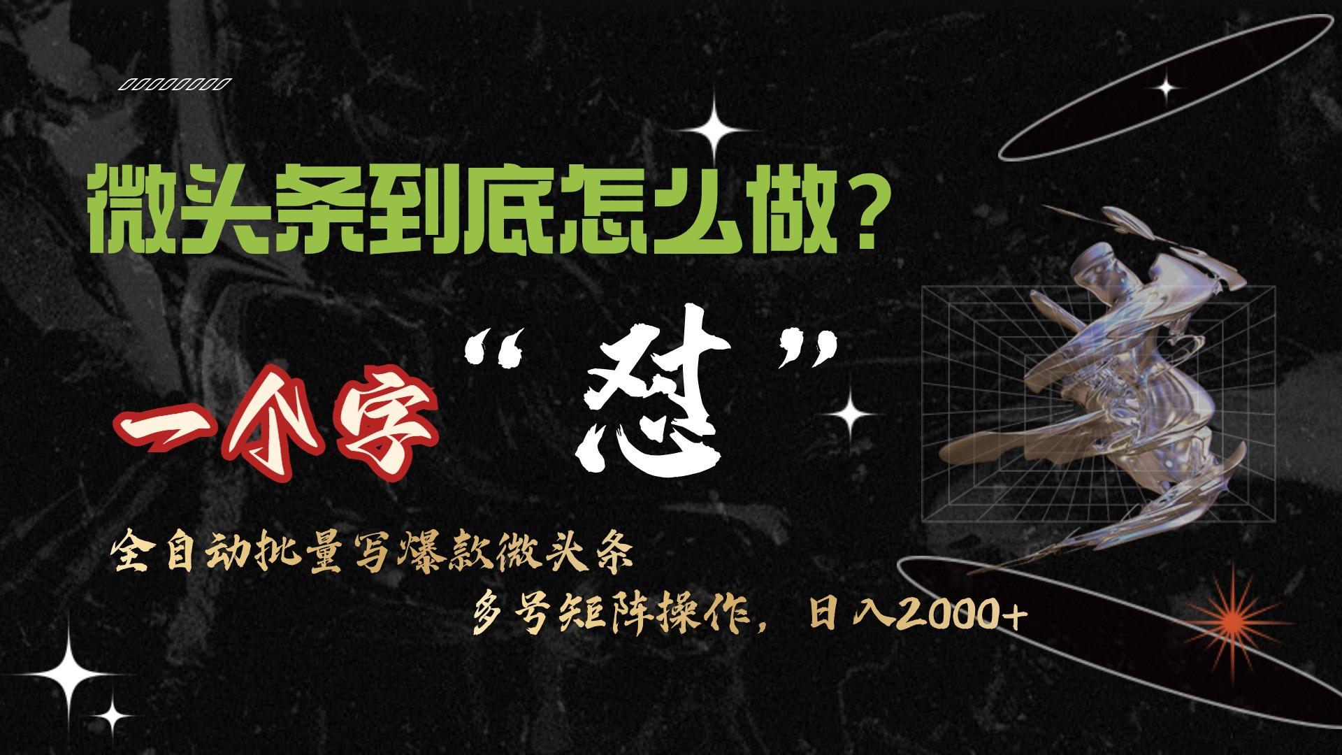 (9809期)微头条最新最强连怼操作，10分钟50条，真正解放双手，月入1w+-小艾项目网