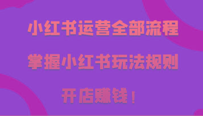小红书运营全部流程，掌握小红书玩法规则，开店赚钱！-小艾项目网