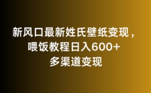 新风口最新姓氏壁纸变现，喂饭教程日入600+【揭秘】-小艾项目网