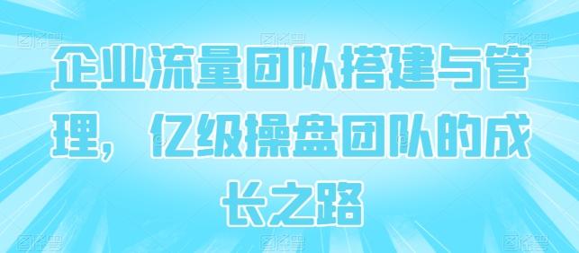 企业流量团队搭建与管理，亿级操盘团队的成长之路-小艾项目网