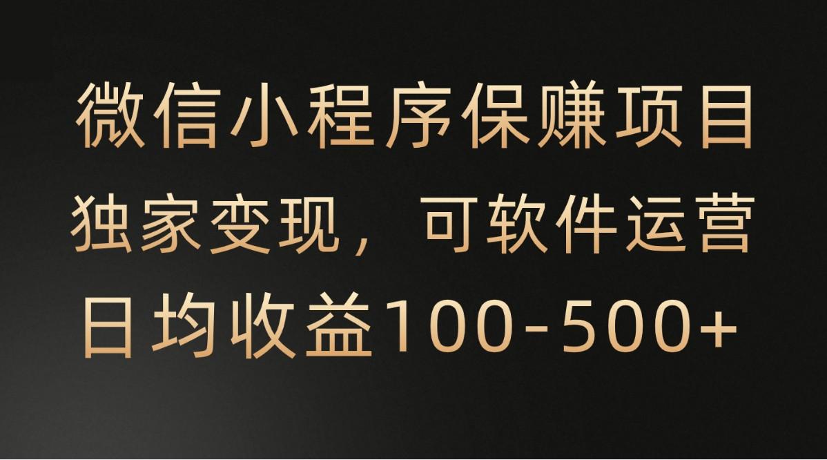 微信小程序，腾讯保赚项目，可软件自动运营，日均100-500+收益有保障-小艾项目网