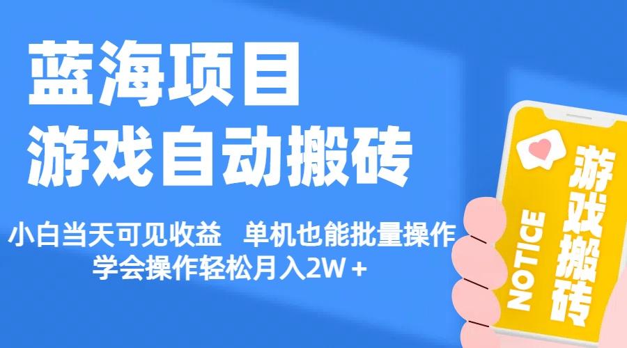 【蓝海项目】游戏自动搬砖 小白当天可见收益 单机也能批量操作 学会操...-小艾项目网