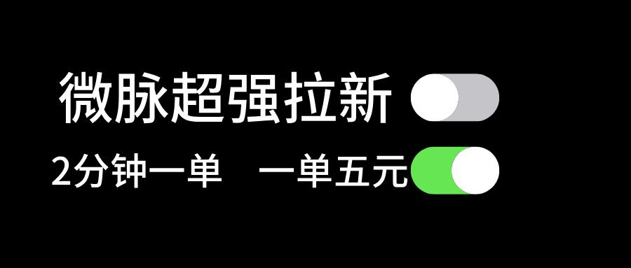 微脉超强拉新， 两分钟1单， 一单利润5块，适合小白-小艾项目网