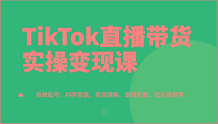 TikTok直播带货实操变现课：系统起号、科学复盘、变现链路、直播配置、团队搭建等-小艾项目网