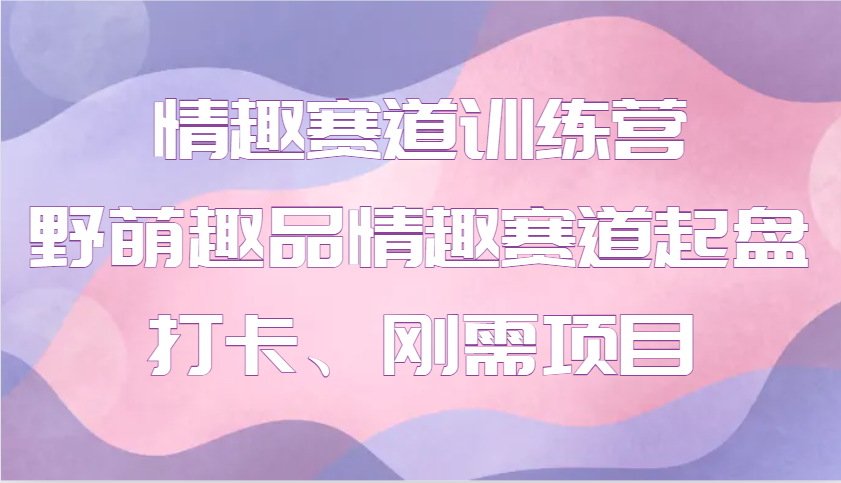 情趣赛道训练营 野萌趣品情趣赛道起盘打卡、刚需项目-小艾项目网