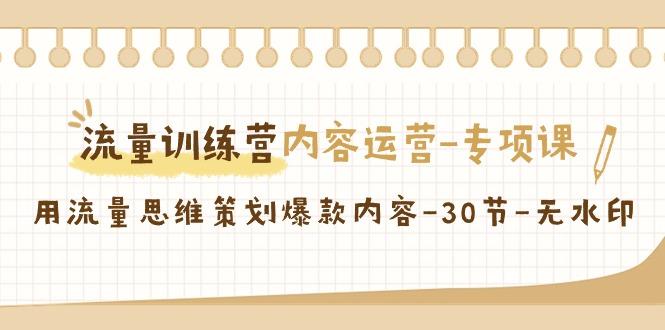 流量训练营之内容运营专项课，用流量思维策划爆款内容(30节课)-小艾项目网