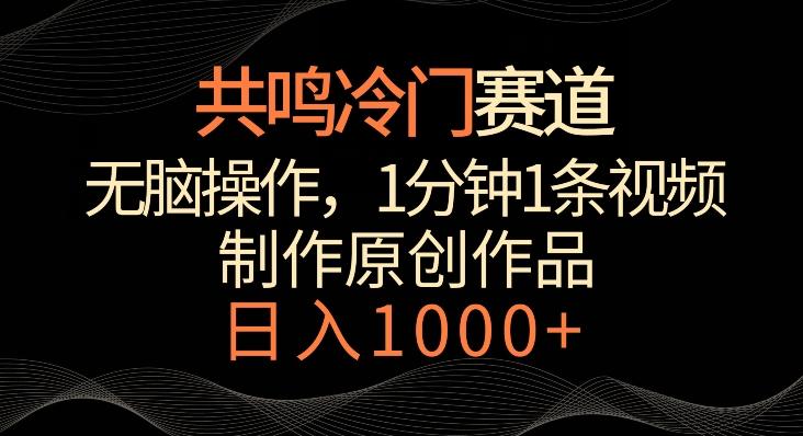 共鸣冷门赛道，无脑操作，一分钟一条视频，日入1000+【揭秘】-小艾项目网