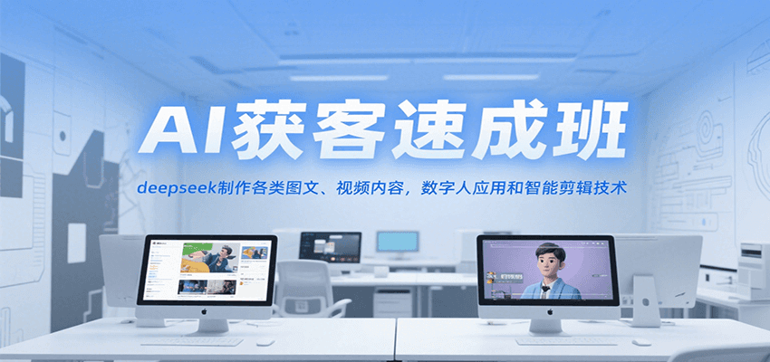 AI获客速成班，deepseek制作各类图文、视频内容，数字人应用和智能剪辑技术-小艾项目网