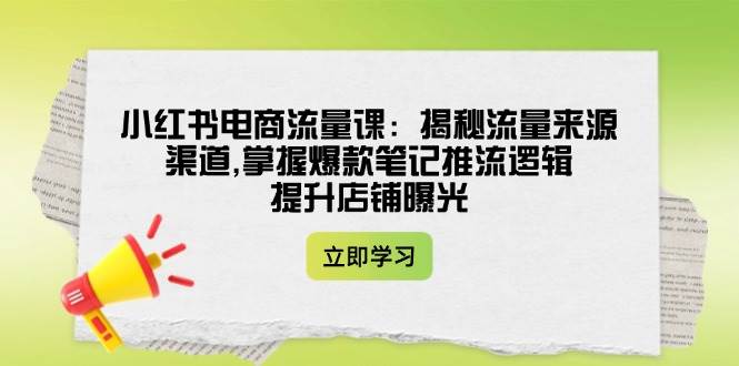 小红书电商流量课：揭秘流量来源渠道,掌握爆款笔记推流逻辑,提升店铺曝光-小艾项目网