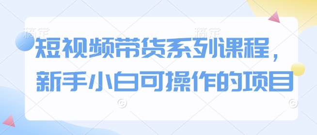 短视频带货系列课程，新手小白可操作的项目-小艾项目网