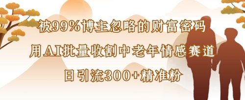 被99%博主忽略的财富密码：用AI批量收割中老年情感赛道，日引流300+精准粉-小艾项目网