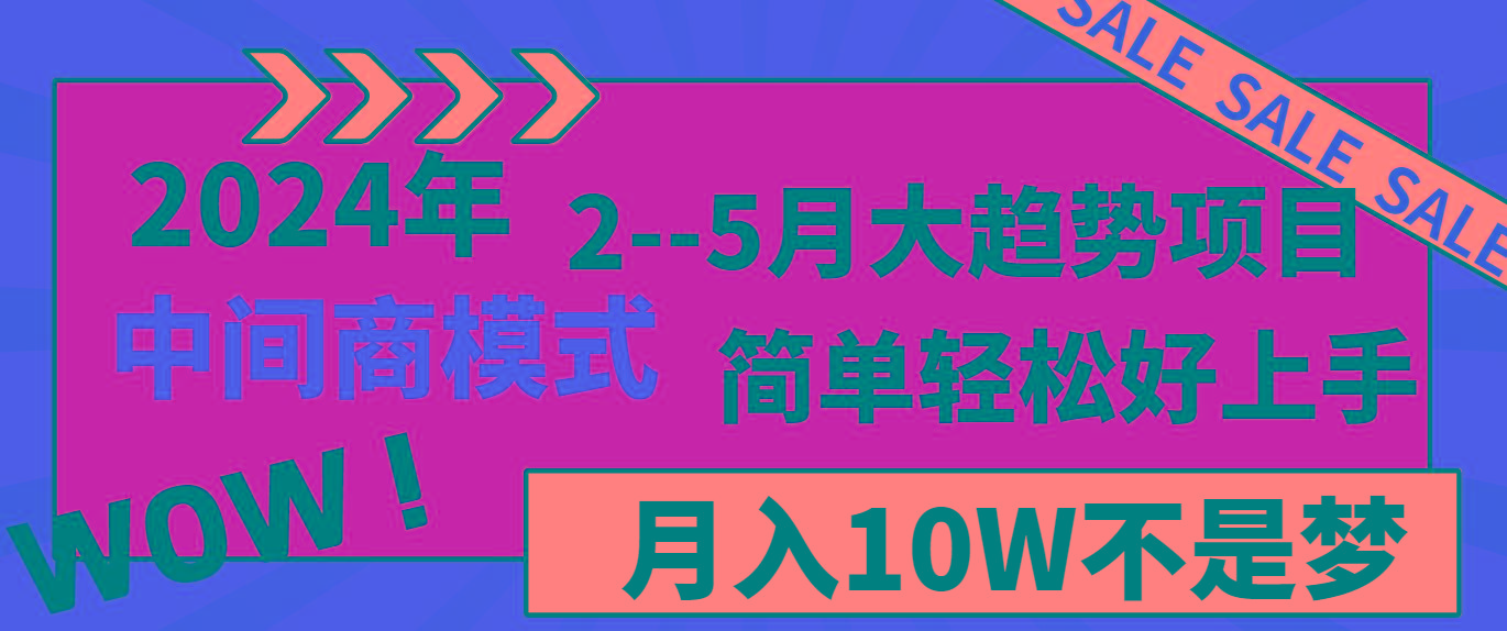 2024年2--5月大趋势项目，利用中间商模式，简单轻松好上手，轻松月入10W...-小艾项目网
