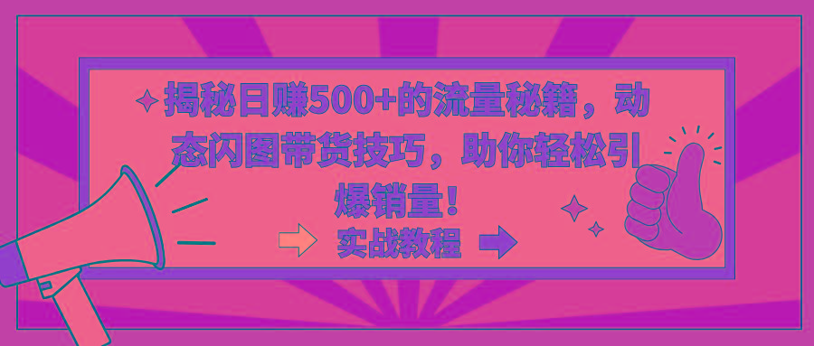 揭秘日赚500+的流量秘籍，动态闪图带货技巧，助你轻松引爆销量！-小艾项目网